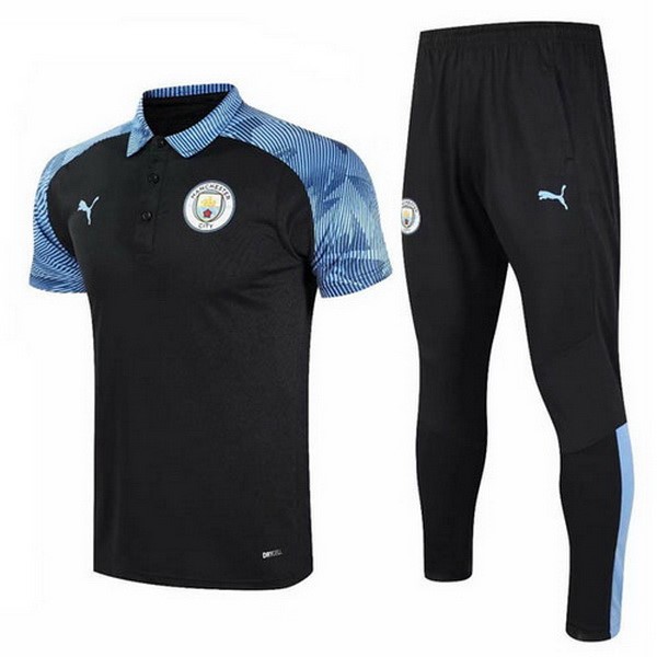 Polo Manchester City Conjunto Completo 2020-2021 Azul Negro